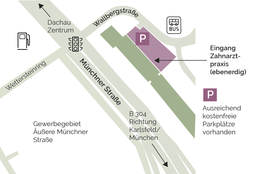 Lageplan Zahnarztpraxis Dres. Johanning Dachau